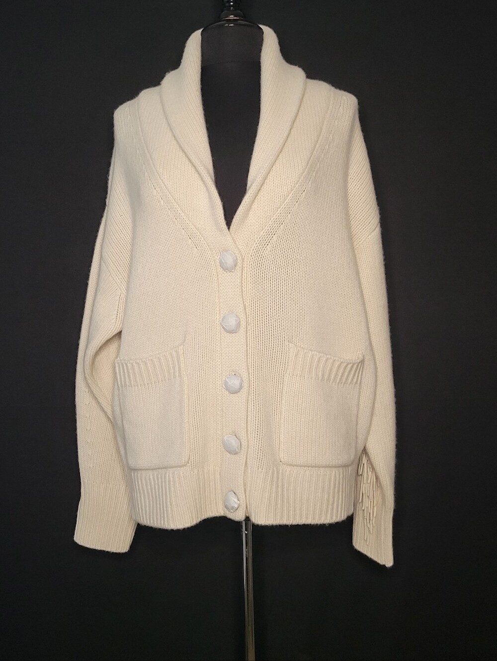White+Warren          Wool/Cashmere  Blend Luxe Fringe Coatigan In Ivory Medium - Picture 5 of 12